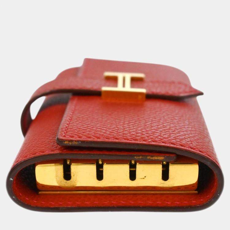 Pre Owned Hermes Rouge Casaque Epsom Key Case
