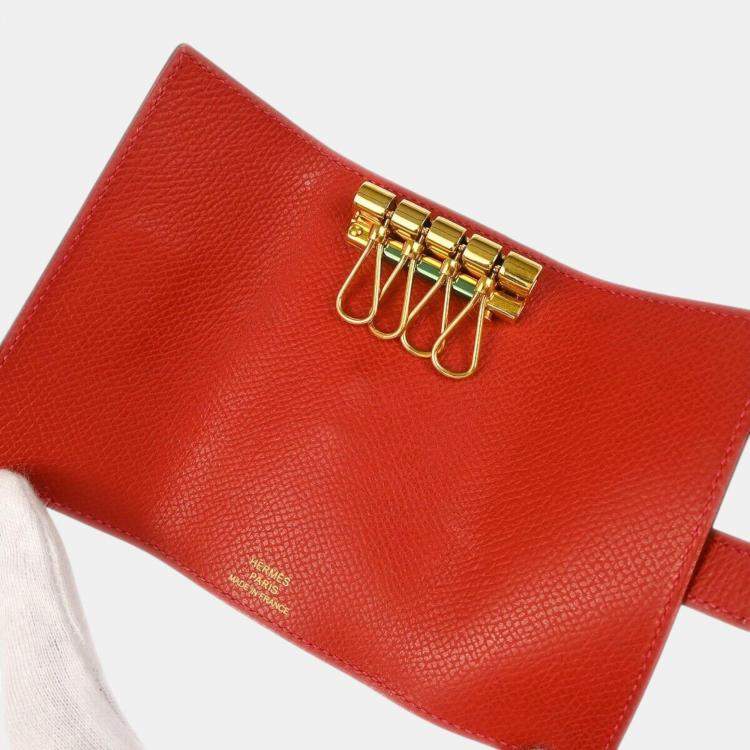 Pre Owned Hermes Rouge Casaque Epsom Key Case