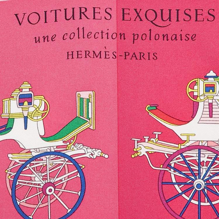 Pre Owned Hermès Pink Print Silk Voitures Exquises Scarf