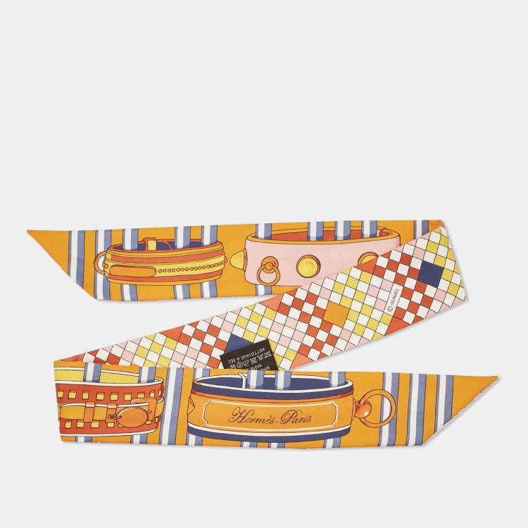 Pre Owned Hermes Multicolor Print Silk Colliers De Chiens Remix Twilly