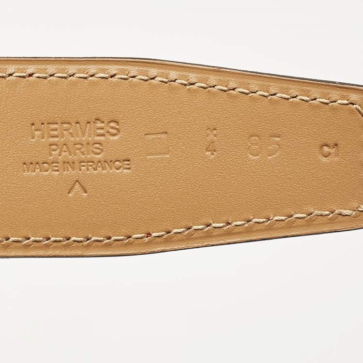 Pre Owned Hermes Geranium Crocodile Porosus Collier De Chien Reversible Belt 85 CM