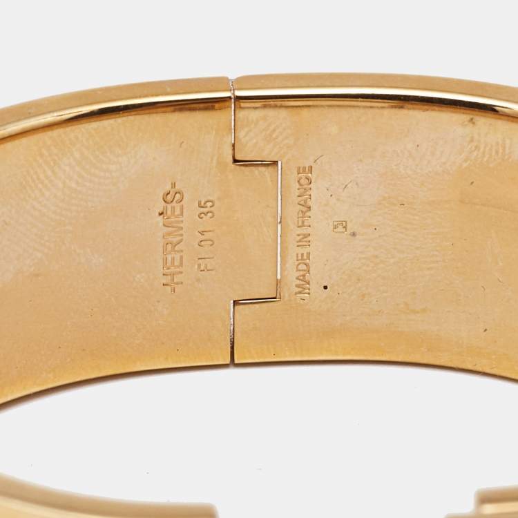 Pre Owned Hermès Clic Clac H Blue Enamel Rose Gold Plated Bracelet