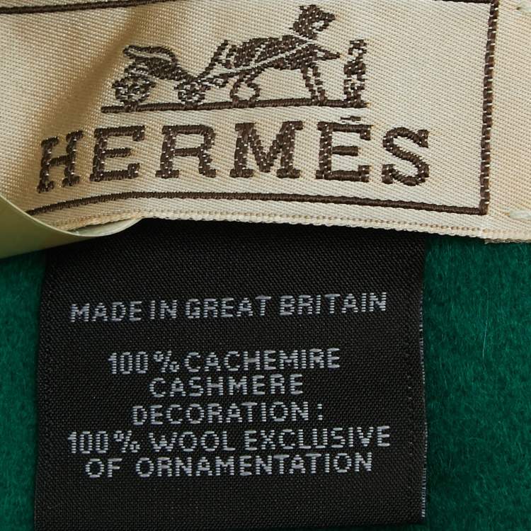 Pre Owned Hermès Green H Embroidered Cashmere Shawl 
