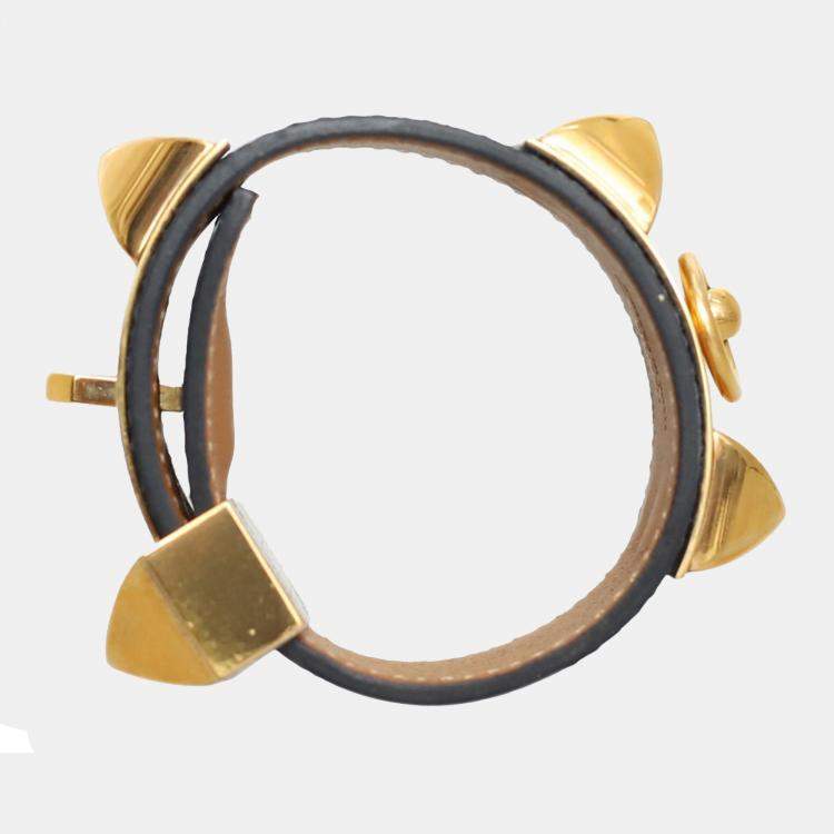 Pre Owned Hermes Blue Lizard Leather Collier De Chien Bracelet