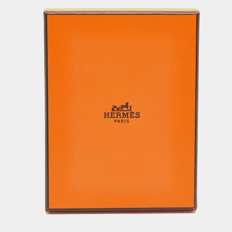 Pre Owned Hermès Boucles d'oreilles Etrier PM Swift Heritage Leather Gold Tone Earring