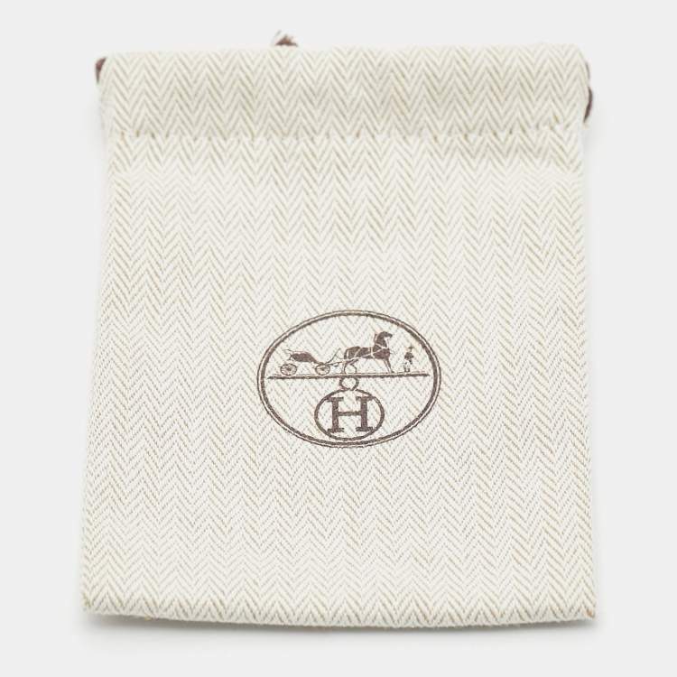 Pre Owned Hermès Boucles d'oreilles Etrier PM Swift Heritage Leather Gold Tone Earring