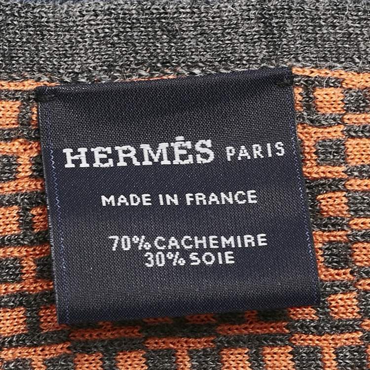 Pre Owned Hermès Blue/Orange H Jacquard Cashmere Scarf