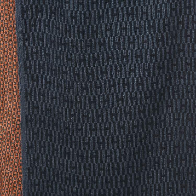 Pre Owned Hermès Blue/Orange H Jacquard Cashmere Scarf