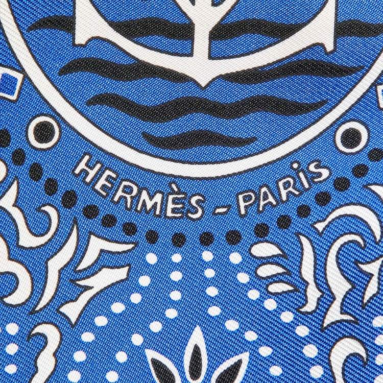 Pre Owned Hermes Marine Blue Entre Ciel et Mer Silk Square Scarf