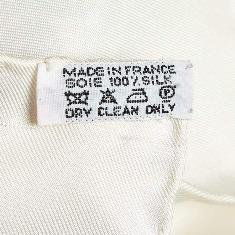 Pre Owned Hermes Ivory Les Cavaliers d'Or Silk Scarf