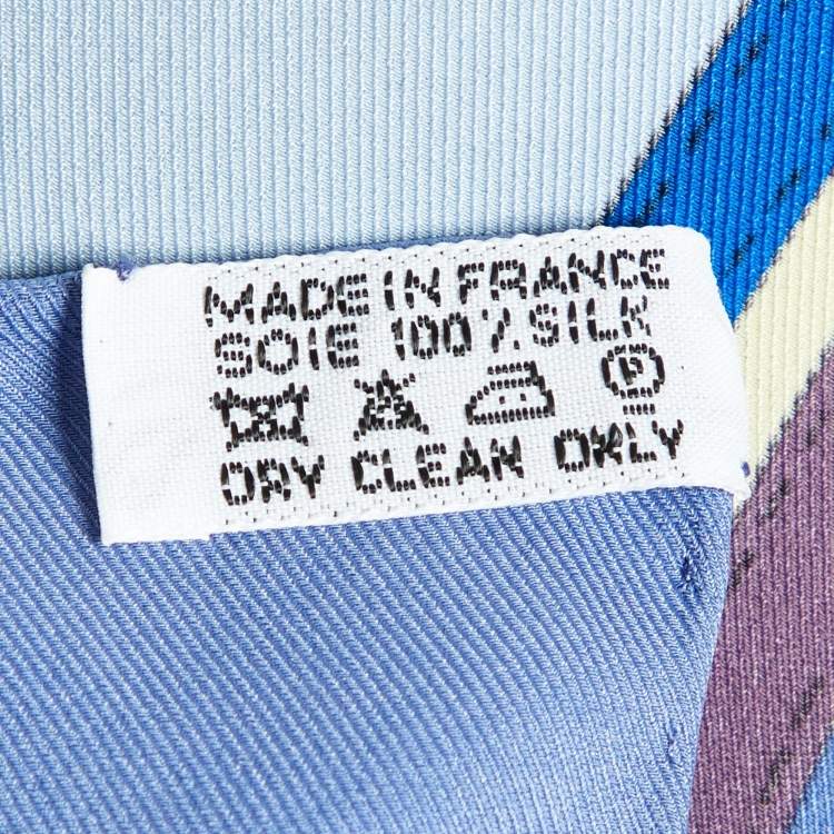 Pre Owned Hermes Blue Ecuries Silk Scarf