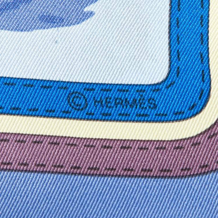 Pre Owned Hermes Blue Ecuries Silk Scarf