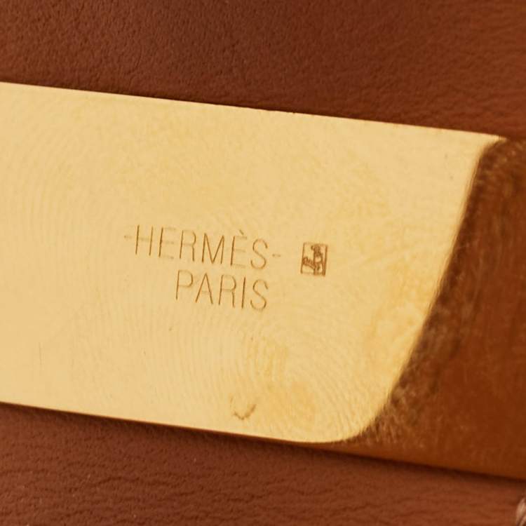 Pre Owned Hermès Collier De Chien Blue Leather Gold Plated Bracelet