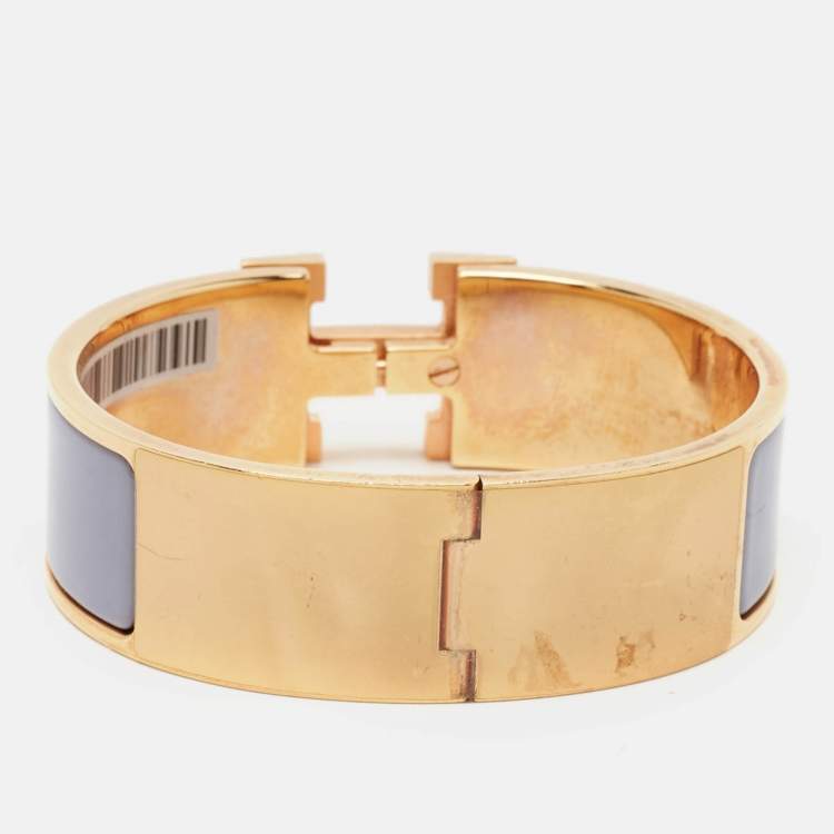 Pre Owned Hermes Clic Clac H Enamel Rose Gold Plated Bracelet 