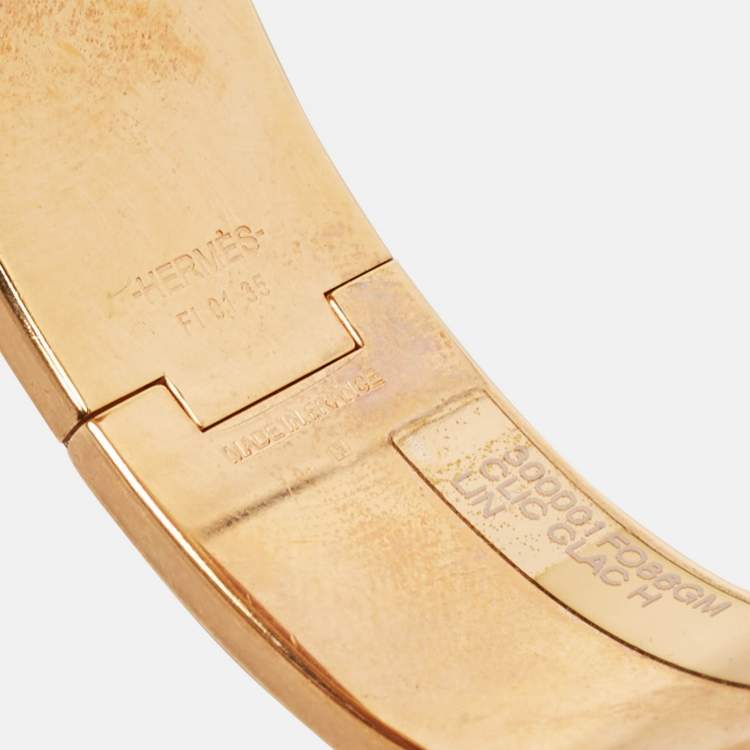 Pre Owned Hermes Clic Clac H Enamel Rose Gold Plated Bracelet 