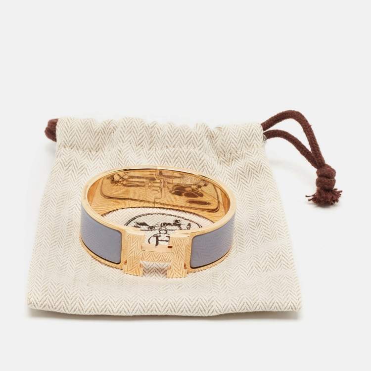 Pre Owned Hermes Clic Clac H Enamel Rose Gold Plated Bracelet 