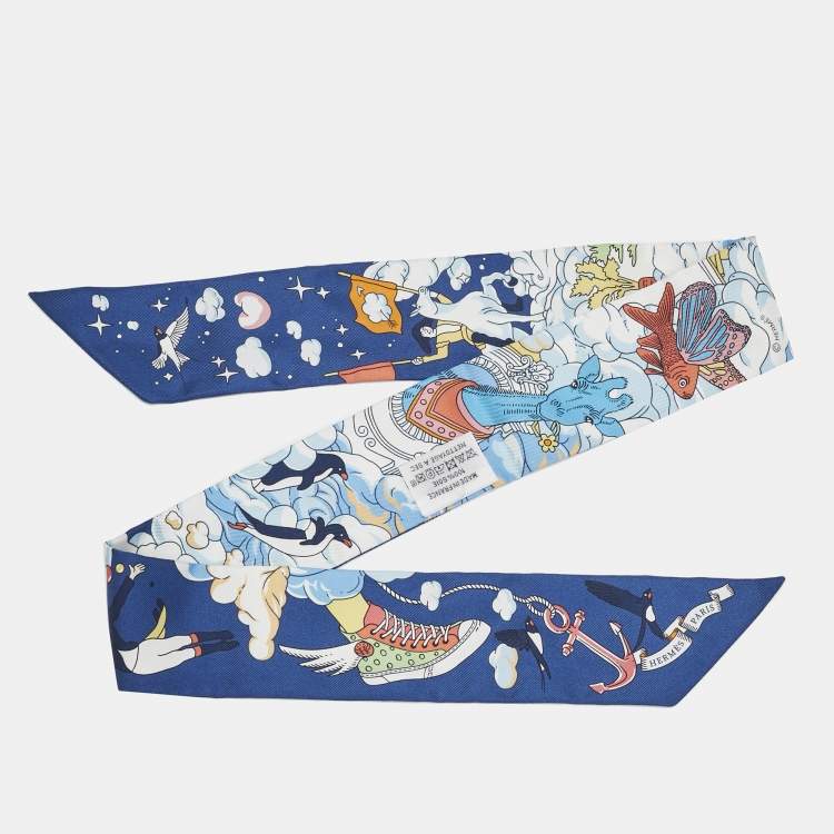 Pre Owned Hermès Multicolor Sur Mon Nuage Printed Silk Twilly