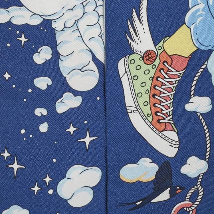 Pre Owned Hermès Multicolor Sur Mon Nuage Printed Silk Twilly