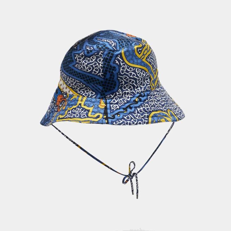 Pre Owned Hermes Bleu Sanremo Silk Ilaria Mors et Gourmettes Hat