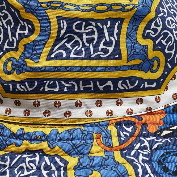 Pre Owned Hermes Bleu Sanremo Silk Ilaria Mors et Gourmettes Hat