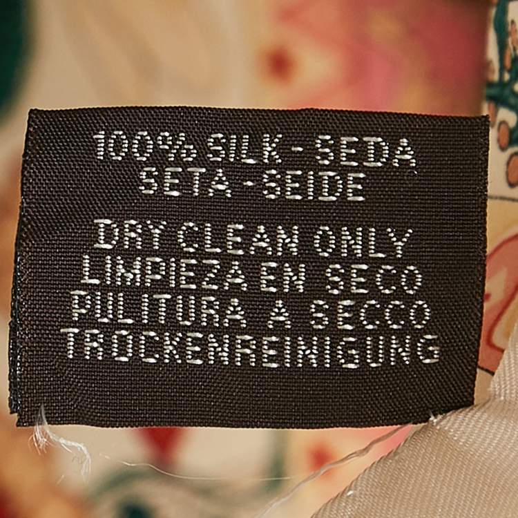 Pre Owned Hermes Pink Printed Silk Axis Mundi Scarf 