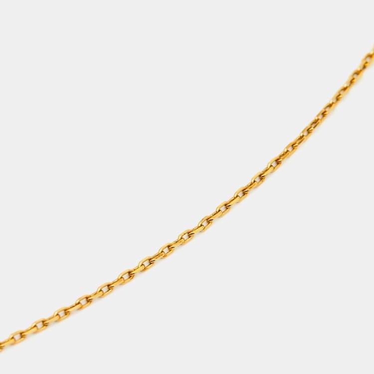 Pre Owned Hermes Mini Pop H Blue Enamel Gold Plated Pendant Necklace