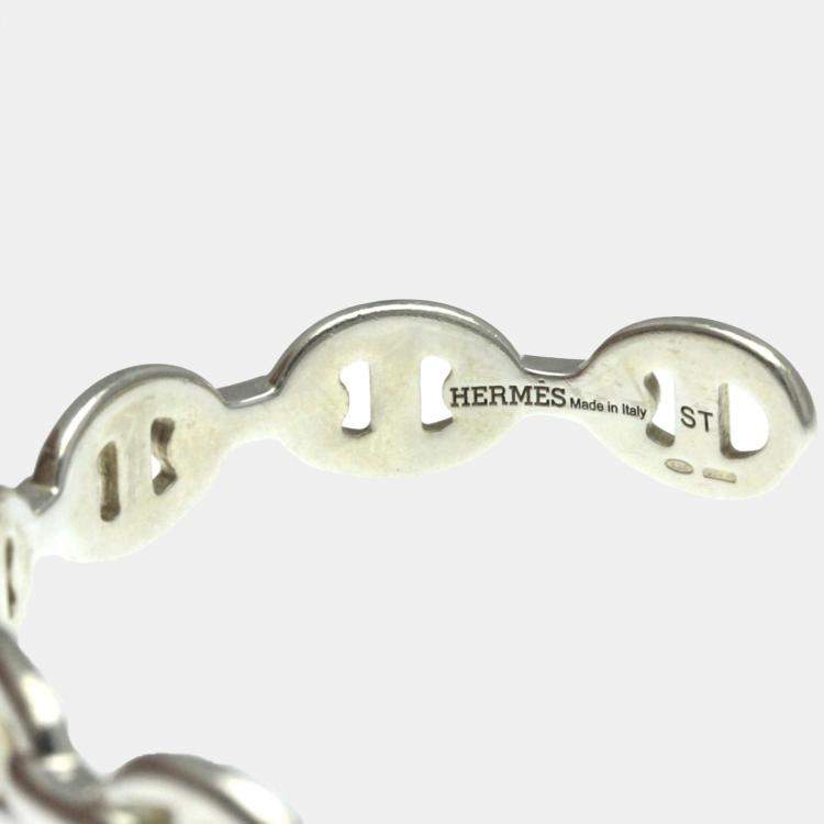 Pre Owned Hermes Silver Chaine D'ancre Bangle Bracelet