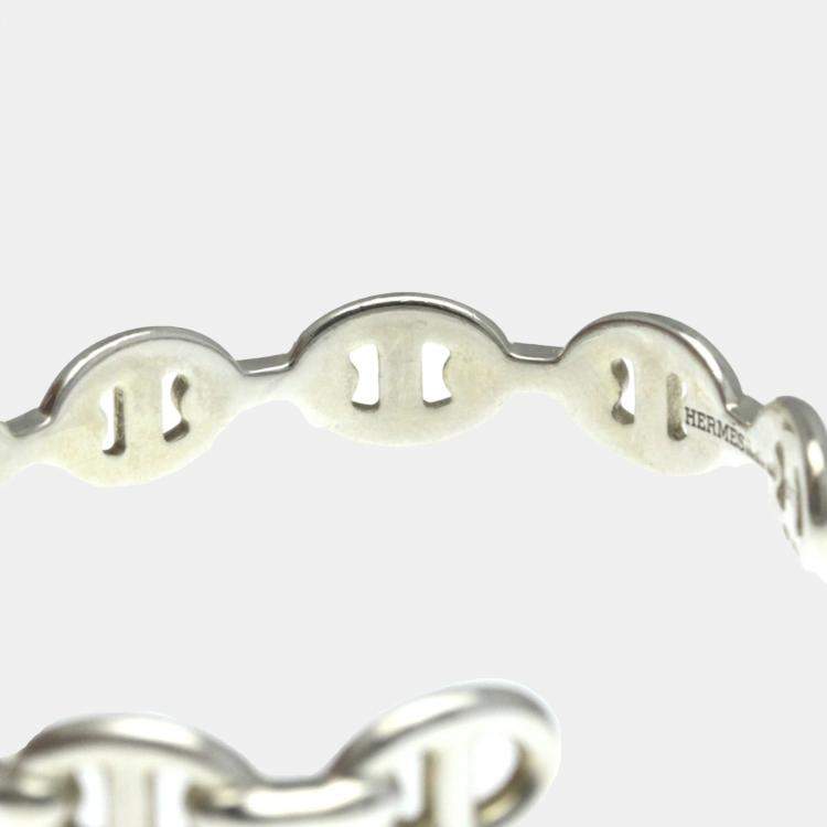 Pre Owned Hermes Silver Chaine D'ancre Bangle Bracelet