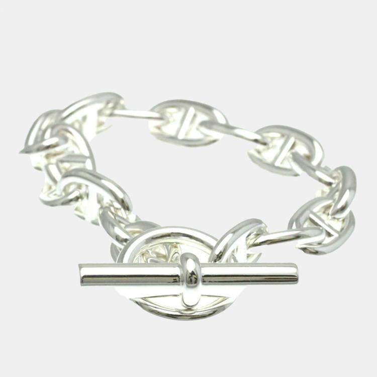 Pre Owned Hermes Silver Chaine D'ancre Chain Bracelet