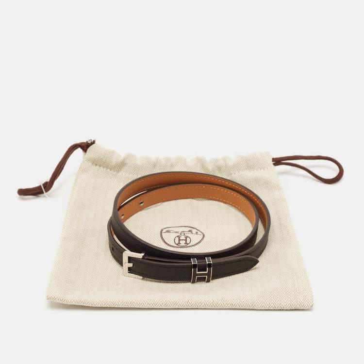 Pre Owned Hermes Noir Epsom Leather Pop H Buckle Belt 70 CM