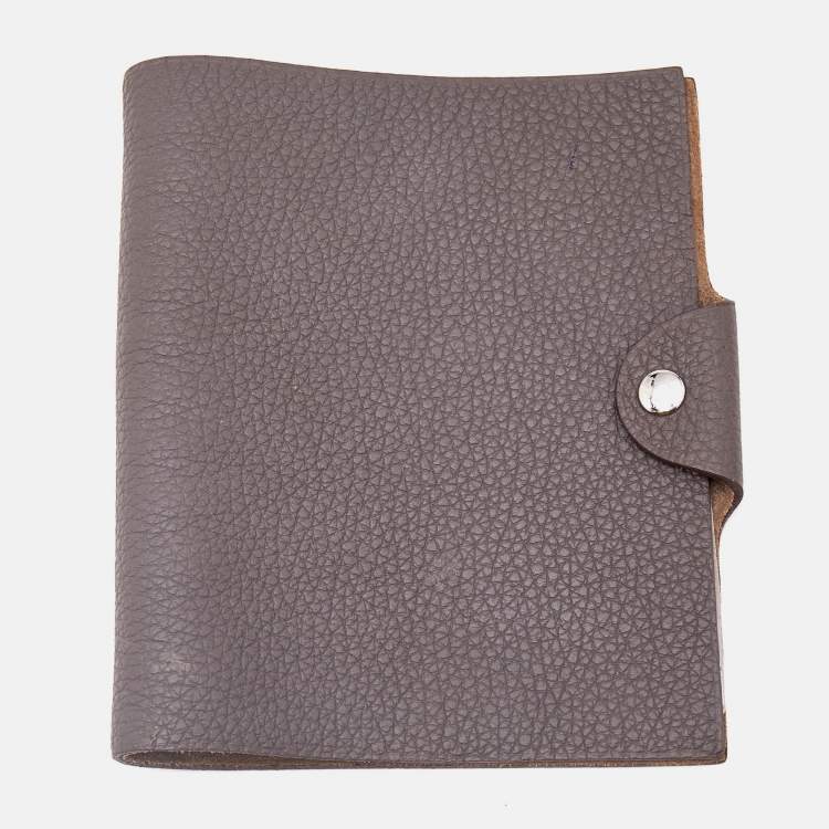 Pre Owned Hermes Etain Taurillon Clemence Leather Ulysse PM Notebook Cover