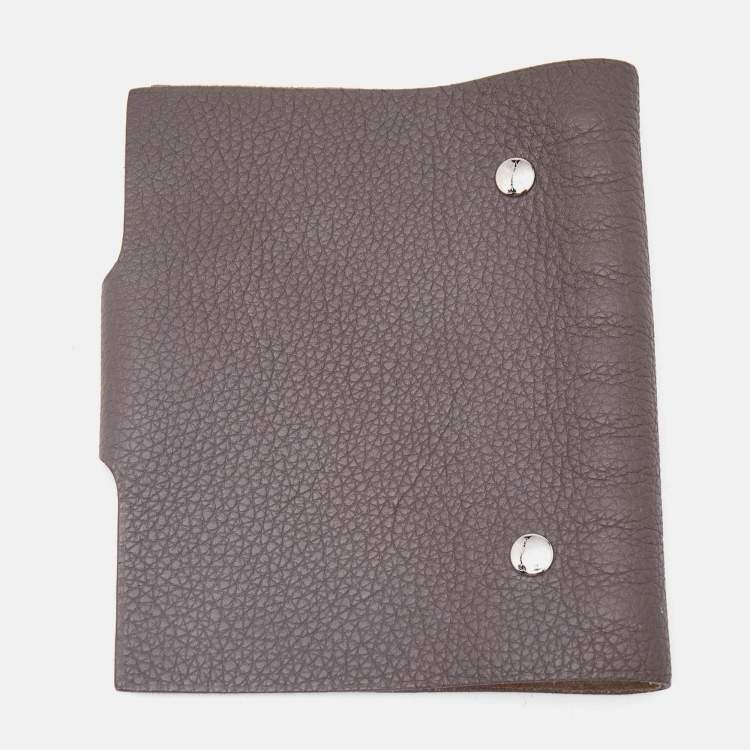 Pre Owned Hermes Etain Taurillon Clemence Leather Ulysse PM Notebook Cover