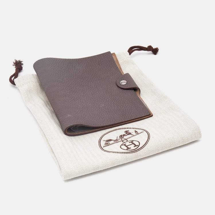 Pre Owned Hermes Etain Taurillon Clemence Leather Ulysse PM Notebook Cover
