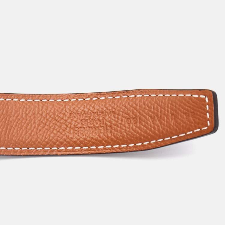 Pre Owned Hermès Noir/Gold Swift and Epsom Leather Collier de Chien Reversible Belt 85 CM