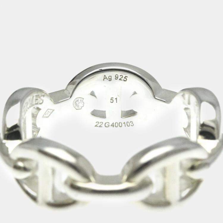 Pre Owned Hermes Silver Chaine d’Ancre Fashion Band Ring EU 51