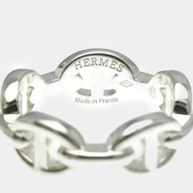 Pre Owned Hermes Silver Chaine d’Ancre Fashion Band Ring EU 51