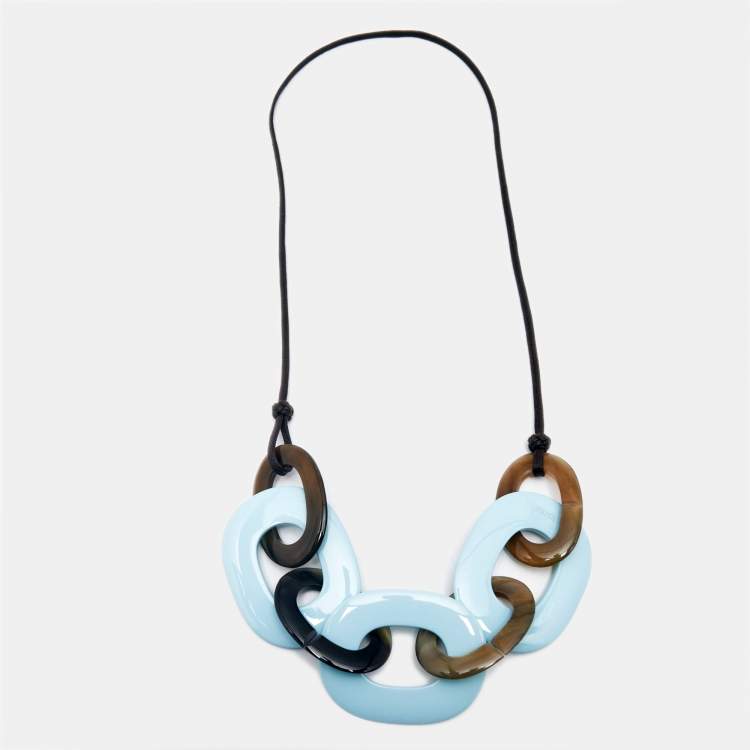 Pre Owned Hermès Karamba Resin Horn Fabric Necklace