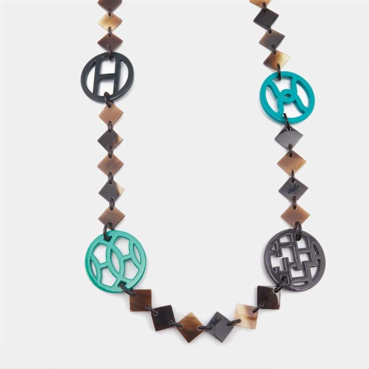 Pre Owned Hermès Diva Horn Multi Color Resin Necklace