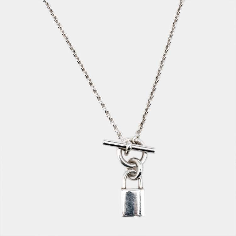 Pre Owned Hermès Kelly Cadenas Kelly Lock Sterling Silver Pendant Necklace