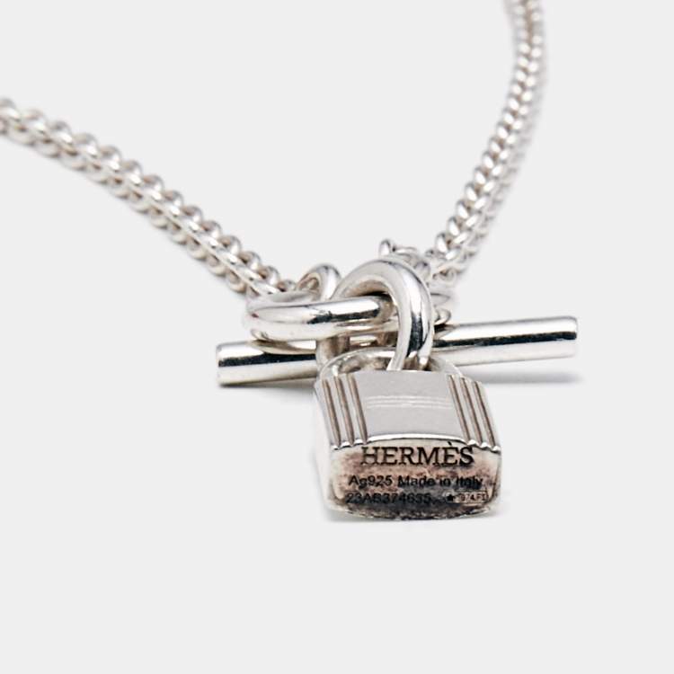 Pre Owned Hermès Kelly Cadenas Kelly Lock Sterling Silver Pendant Necklace