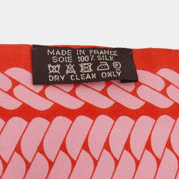 Pre Owned Hermes Orange/Rose Printed Silk Clic C'est Noue Twilly 