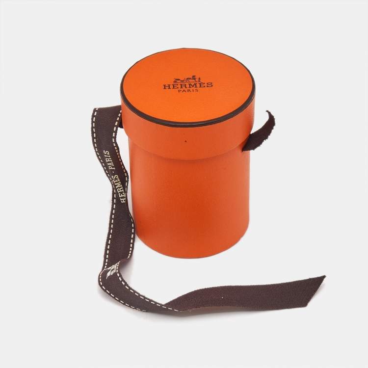 Pre Owned Hermes Orange/Rose Printed Silk Clic C'est Noue Twilly 