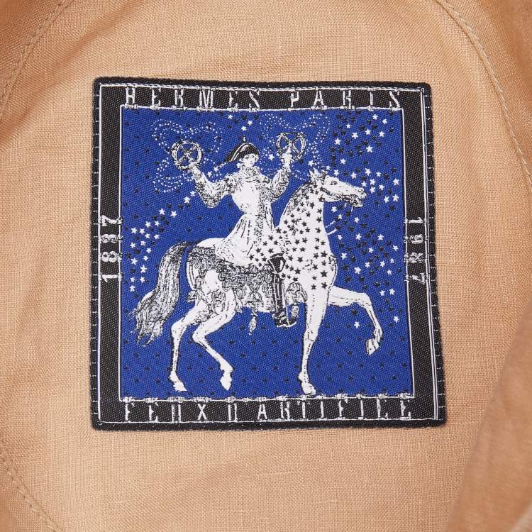 Pre Owned Hermès Light Yellow Feux D'Artifice Cotton Bucket Hat (59)