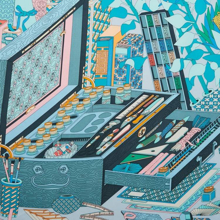 Pre Owned Hermès Multicolor Les Tresors D'Un Artiste Printed Silk Square Scarf