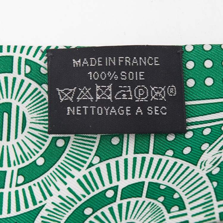 Pre Owned Hermes Green & Blue Printed Silk Twilly