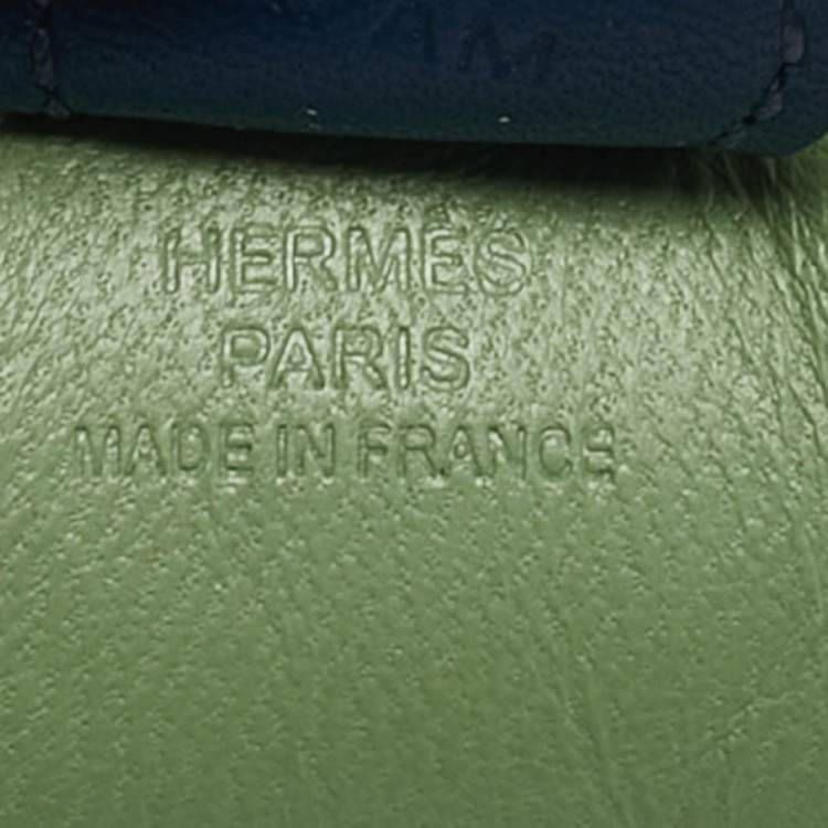 Pre Owned Hermes Vert Criquet/Bleu Brume/Bleu de Malte Milo Leather GriGri Rodeo Bag Charm PM