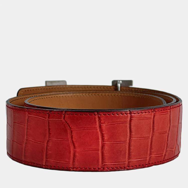 Pre Owned Hermes Crocodile Leather H Constance Belt