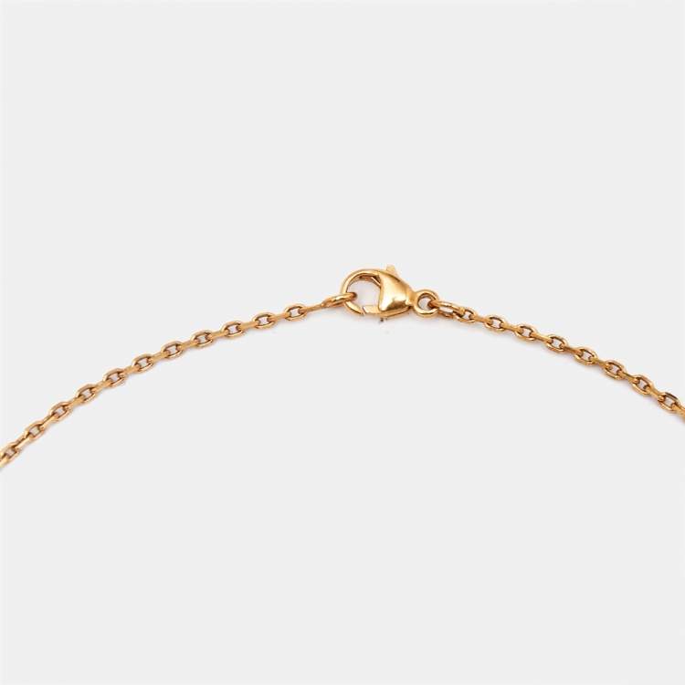 Pre Owned Hermès Pop H Orange Enamel Gold Plated Necklace