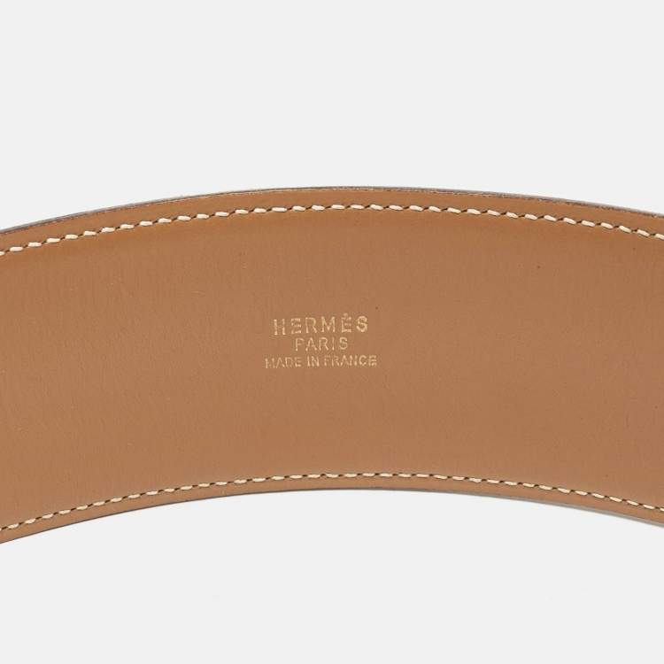 Pre Owned Hermes Gold Courchevel Leather Collier de Chien Belt 70 CM