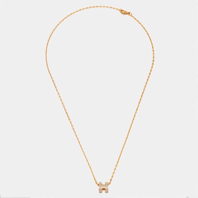 Pre Owned Hermès Mini Pop H Enamel Gold Plated Necklace
